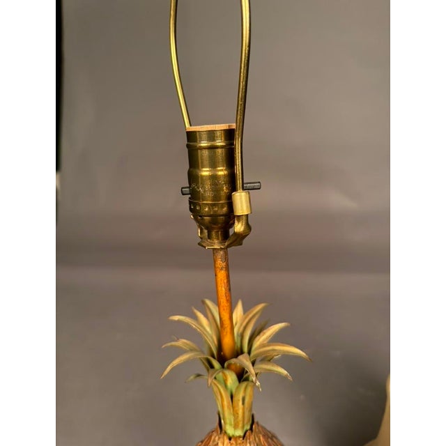 Early 20th Century French Pineapple Motif Table Lamp in Wood, Brass & Steel, Circa 1920 For Sale - Image 10 of 11