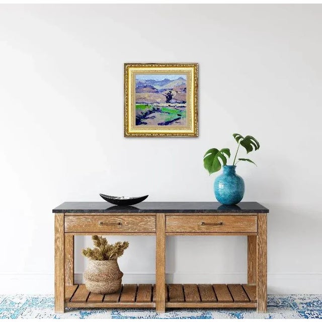 Metal Cowtrack Ranch, Contemporary Modern Oil Painting For Sale - Image 7 of 7