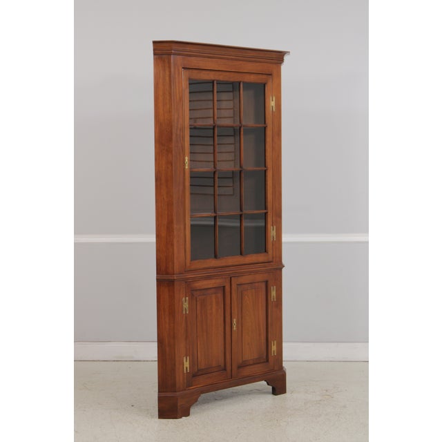 Traditional Henkel Harris Walnut Tall Corner Cabinet For Sale - Image 3 of 15
