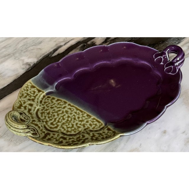 Vintage Hand Crafted Painted & Glazed Studio Art Serving Tray For Sale In Seattle - Image 6 of 11