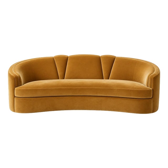 Josephine 230 Sofa in Mustard Yellow Cotton Velvet Upholstery by Munna For Sale