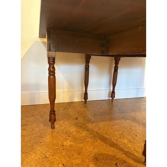 Early American Cherry Drop Leaf Dining Table For Sale - Image 16 of 16