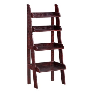 American Leather-Clad Étagère or Open Bookcase, C 1980 For Sale
