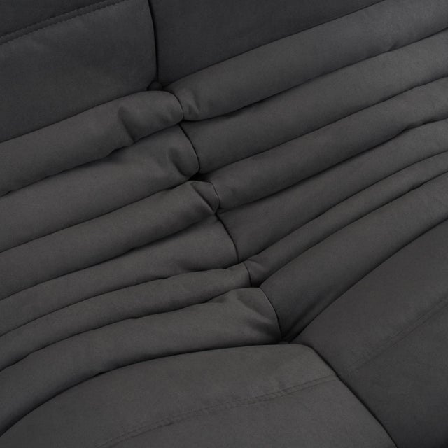 Textile Restored Ligne Roset Togo 3-Seater Sofa in Charcoal Grey For Sale - Image 7 of 10