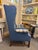 Chippendale Late 20th Century Vintage Custom Oversized Blue Plaid Wing-Back Chair For Sale - Image 3 of 4