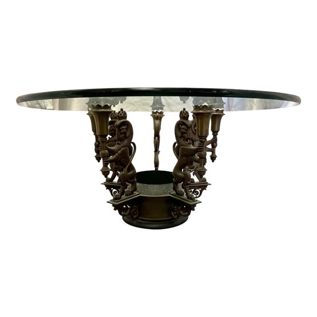 Antique Architectural Salvage Bronze Regency Royal Lion Epergne Coffee Table For Sale