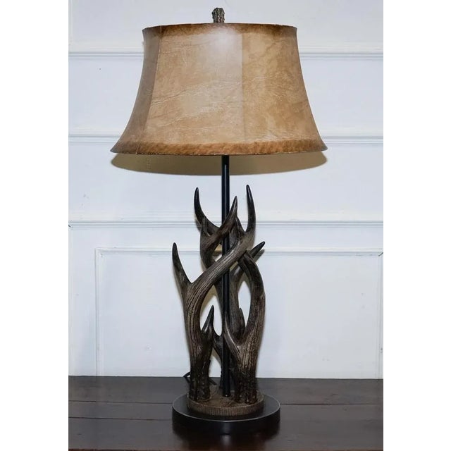 Rustic Vintage Rustic Country Faux Antler Table Lamp For Sale - Image 3 of 12