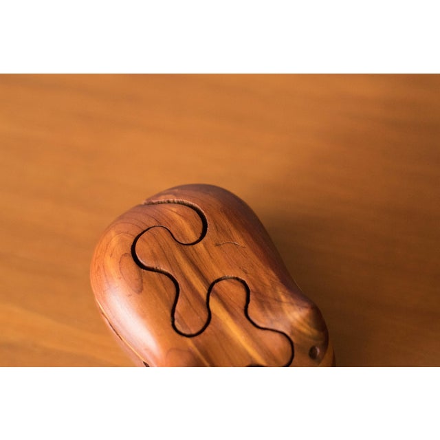 Wood Vintage Abstract Handcrafted Solid Wood Hippo Puzzle Sculpture by Deborah Bump For Sale - Image 7 of 11