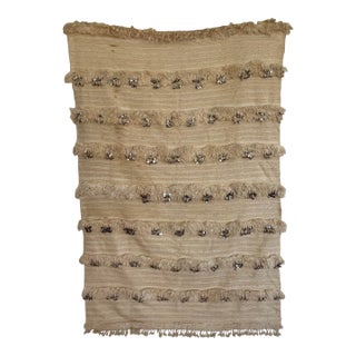 Vintage Moroccan Bridal Handira Berber Wedding Blanket Tapestry For Sale