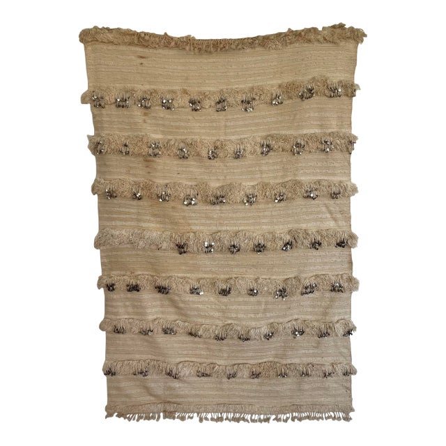 Vintage Moroccan Bridal Handira Berber Wedding Blanket Tapestry For Sale