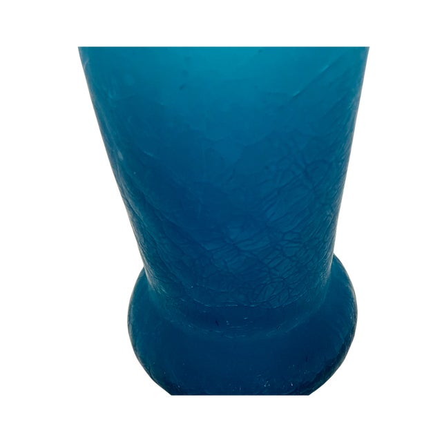 Vintage Turquoise Crackle Glass Vase For Sale In Los Angeles - Image 6 of 10