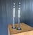 Tom Corbin 1980s Pair of Modernist Figural Candlesticks, Silver-Toned Cast Metal, Male & Female For Sale - Image 4 of 4