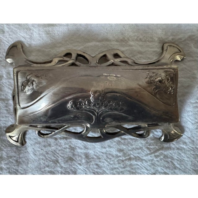 Antique Art Nouveau Silver Plated Stamp Box For Sale In Portland, OR - Image 6 of 12