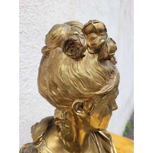 A Carrier, Bust of a Woman, 19th Century, Bronze on Marble For Sale - Image 4 of 18