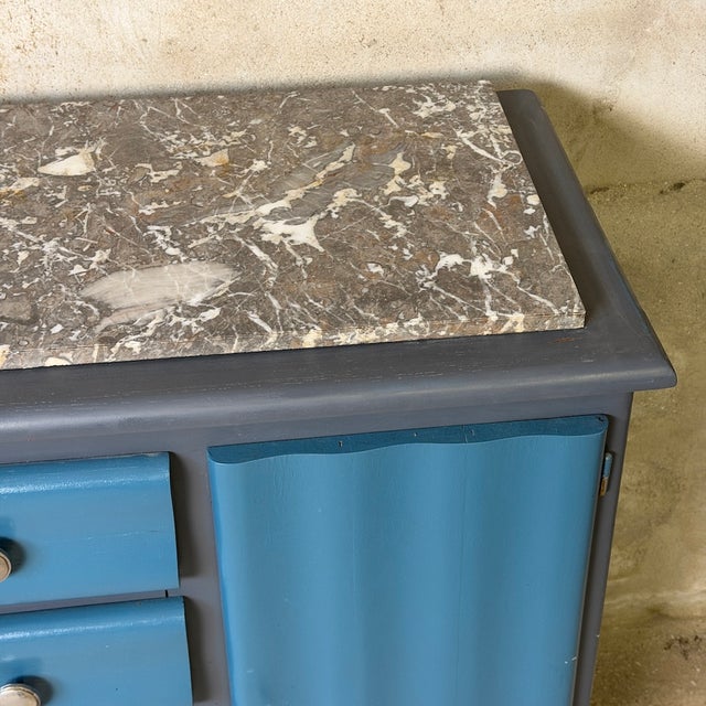 1950s Vintage Blue Wooden Commode, 1950s For Sale - Image 5 of 10