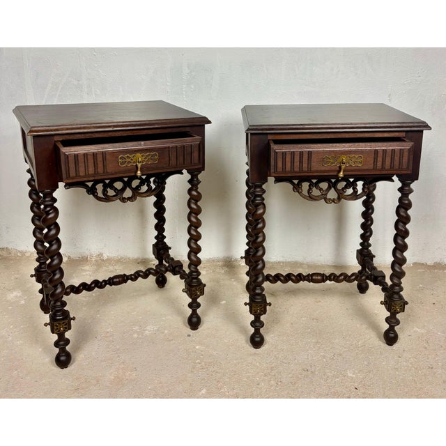 Pair of Spanish Barley Twist Nightstands, 1940s For Sale - Image 11 of 14