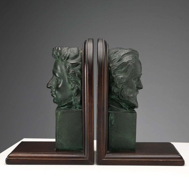 Wood Bronze and Wood Bookends, Set of 2 For Sale - Image 7 of 11