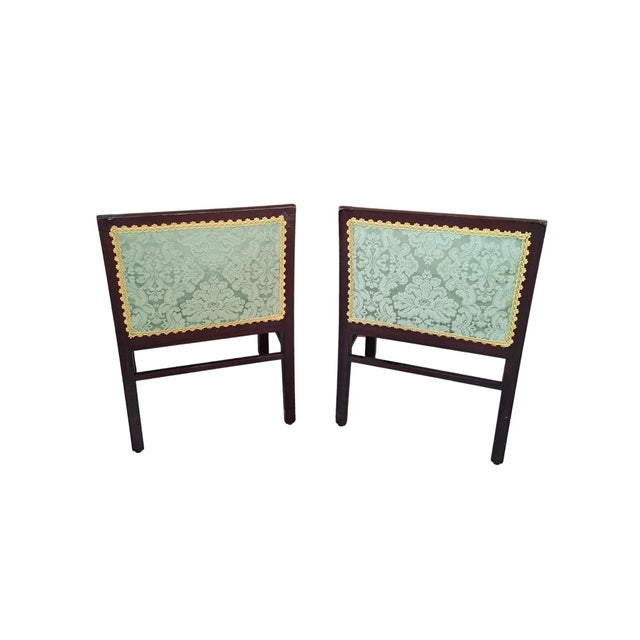 Vintage Armchairs in Mahogany and Fine San Leucio Silk, 1970s, Set of 2 For Sale - Image 11 of 16