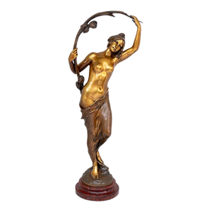 Charles Perron "Woman With Iris" Patinated Bronze