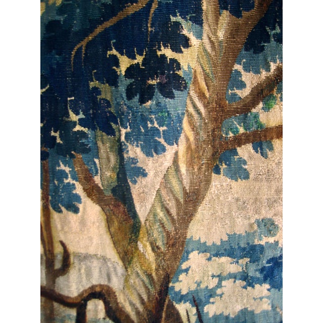 Textile Flemish 18 Century Verdure Three Birds and Thistle Plant For Sale - Image 7 of 18