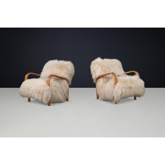 Wood Lounge Chair in Patinated Bentwood by Kozelka & Kropáček, 1940s For Sale - Image 7 of 18