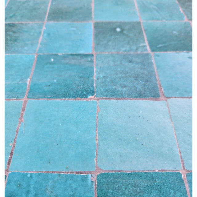 A new arrival. 100 % glazed. Oval shape Moroccan mosaic console table measuring approximately 40" x 16" x 30". Emerald...