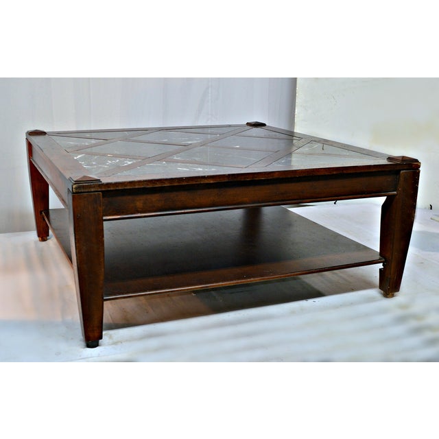Vintage Solid Wood Coffee Table W/Marble Top | Chairish