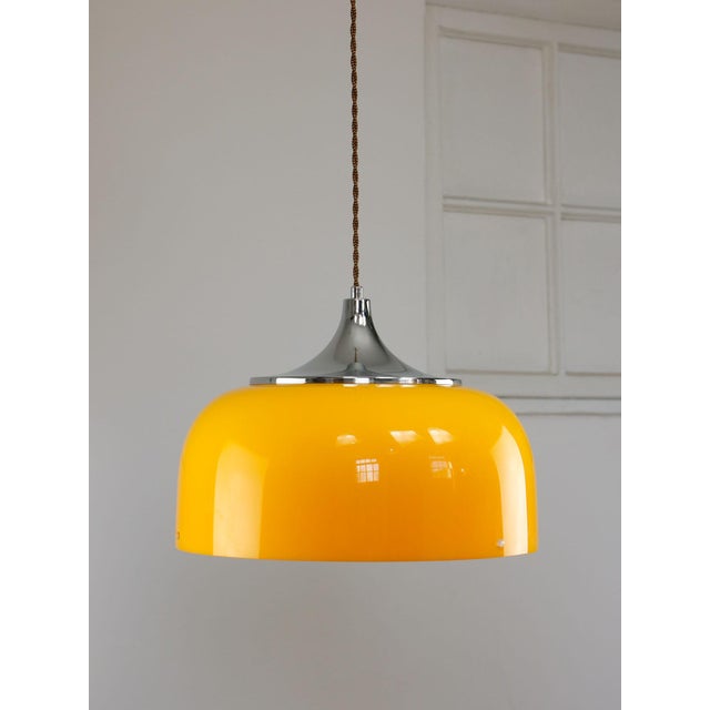Silver Space Age Yellow Pendant from Guzzini, 1970s For Sale - Image 8 of 18