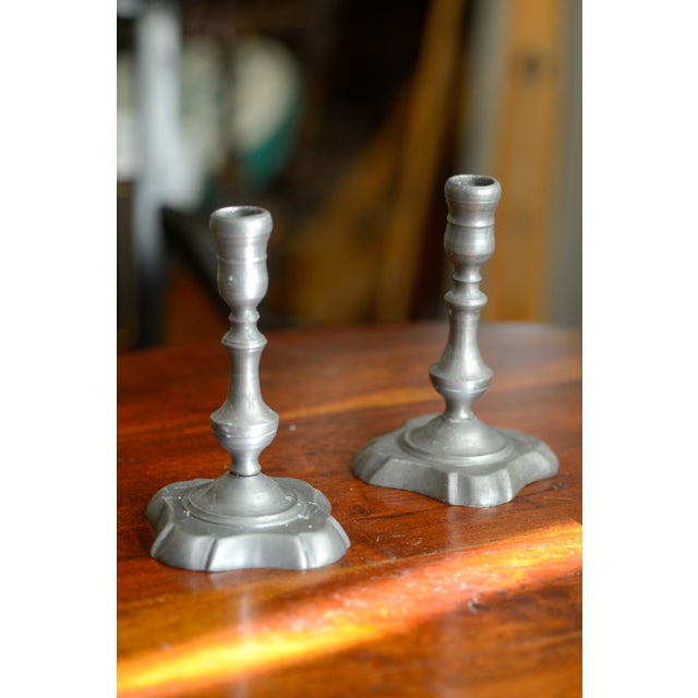 Metal Mid 19th Century Pair of Baroque or Early Provincial Pewter Candlestick Holders For Sale - Image 7 of 7