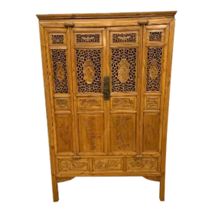 Vintage Chinese Pierced Screen Scholars Cabinet