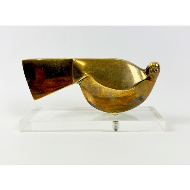 Mid-Century Greek Bronze Dove Sculpture, 1960s For Sale - Image 9 of 11
