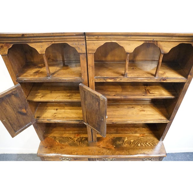 Sprague and Carleton Country Cabinet Solid Knotty Pine Maker Rustic Americana Style 56" Custom Wall Unit / Bookcase W. Cabinets For Sale In Kansas City - Image 6 of 17