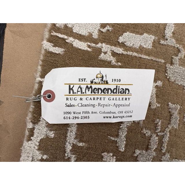 Dove Gray Rh Restoration Hardware Riva Hand-Knotted Rug — 9' × 12' Dove/Wheat | Wool & Viscose Blend For Sale - Image 8 of 18