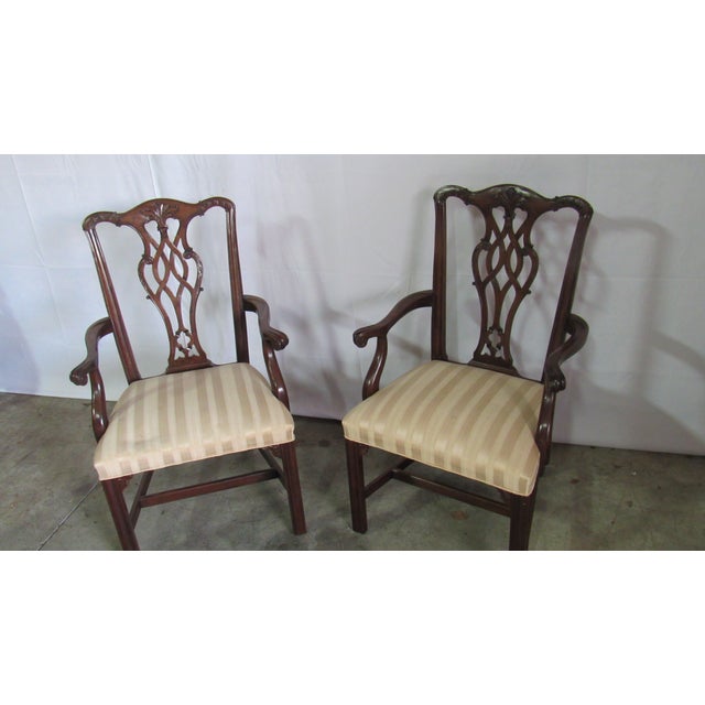 1980s Set Henredon Chippendale Dining Room Chairs Mahogany For Sale - Image 9 of 13