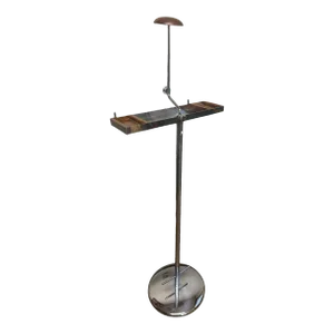 Vintage Chrome Butler Valet, Polished Steel Walnut Accents