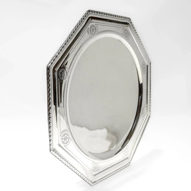 Metal Large Hexagonal Art Deco Tiffany & Co. Sterling Silver Compote/Footed Cake Plate For Sale - Image 7 of 11