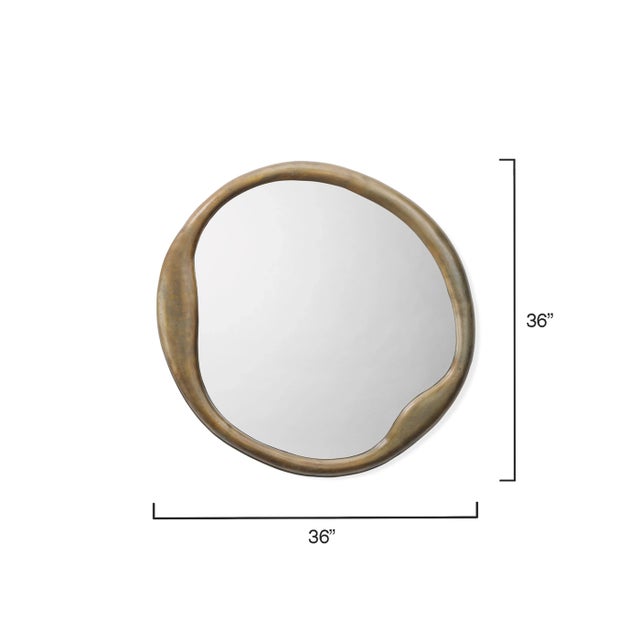 Modern Jamie Young Organic Metal Round Wall Mirror, Antique Brass For Sale - Image 3 of 5