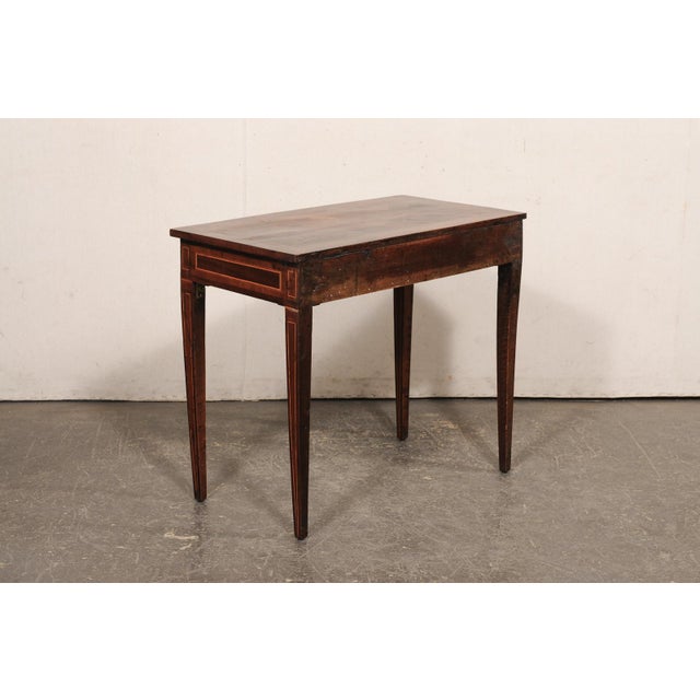 Wood 19th Century Italian Petite Console Table W/Drawer For Sale - Image 7 of 12