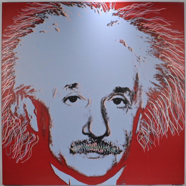 Title: Einstein State I (with embellishments). By: Steve Kaufman. Date: 1990s. A limited edition screen-print on canvas...