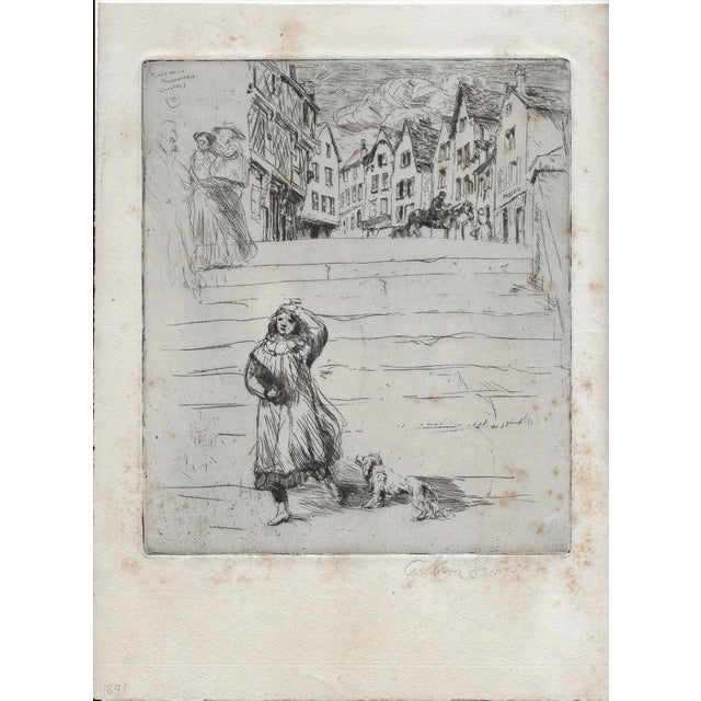 Arthur Allen Lewis (born Alabama 1873 - 1957) "Place de la Poissonnerie, Chartres" etching on paper, pencil signed,...