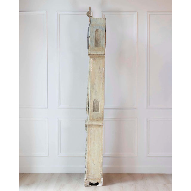 Antique Gustavian Longcase Clock, Hand-Carved Pine, Sweden, 1820 For Sale - Image 15 of 17