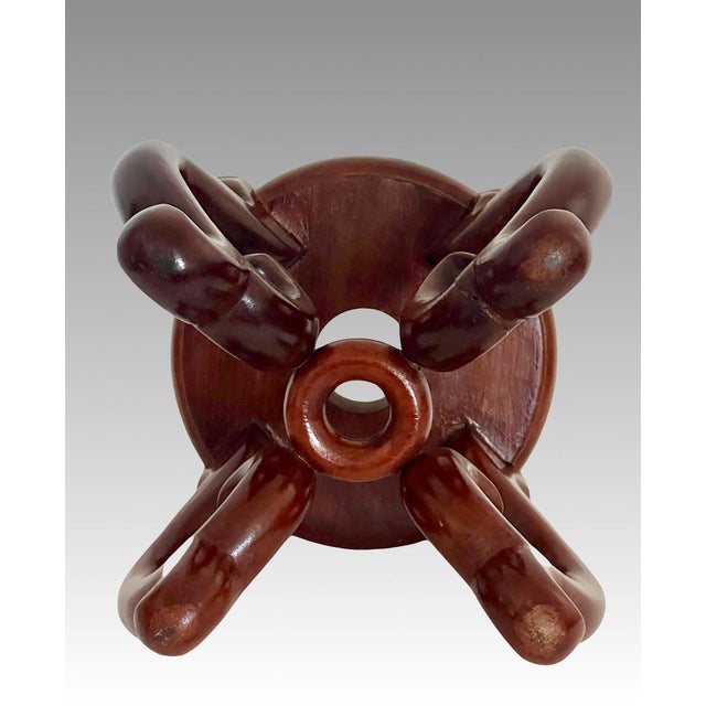 Wood Vintage Solid Brown Rosewood Chinese Display Stand / Pedestal 5" For Sale - Image 7 of 7