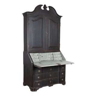Early 19th Century Tall Swedish Black Secretary Bureau For Sale