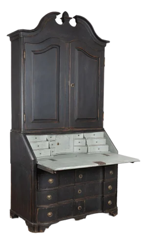Early 19th Century Tall Swedish Black Secretary Bureau