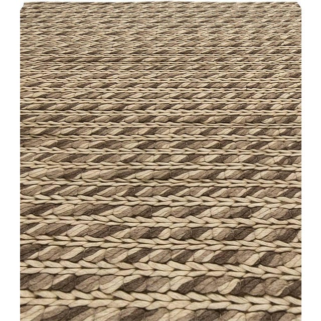 Modern Modern Striped Beige Sylvan Handmade Wool Rug by Doris Leslie Blau For Sale - Image 3 of 6