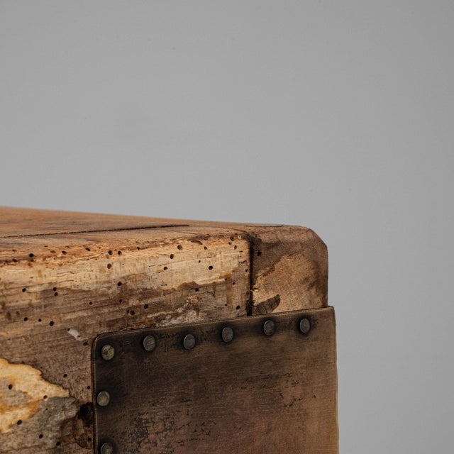 1900-1909 France Weathered Honey Oak Carved Oak Marble-Top Commode For Sale - Image 9 of 11