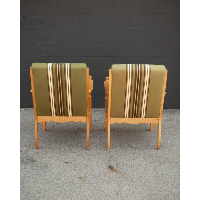 Henning Kjaernulf 1960s Pair of Kjaernulf Style Danish Modern Oak and Wool Side Chairs For Sale - Image 4 of 12