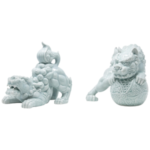 Andrea by Sadek Celadon Foo Dog Figurines - a Pair