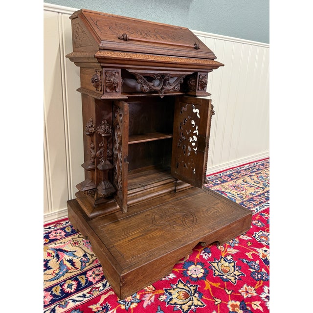 Antique French Gothic Renaissance Prie Dieu Kneeler Bench 19thC For Sale - Image 9 of 17