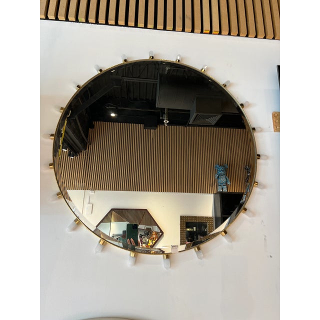 Modern Global Views Lola Quartz Mirror in Brass For Sale - Image 3 of 7